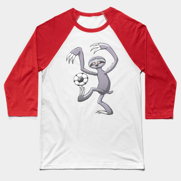 Cool sloth making a big effort to wake up and play soccer Baseball T-Shirt by zooco